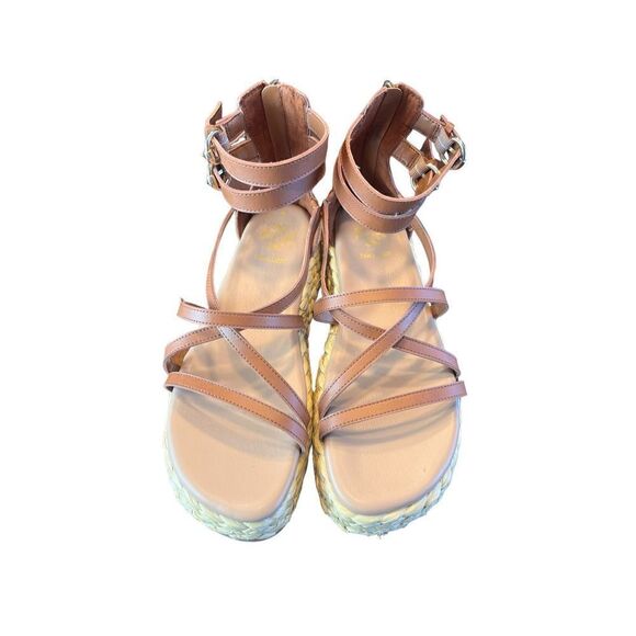 Sam & Libby Women's Iridessa Gladiator Espadrille Flatform tan Sandal 9 - Picture 6 of 7